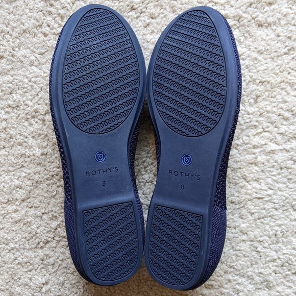 Rothy's retired Navy Blue Honeycomb Design Flats with Coral Insole - Picture 4 of 11